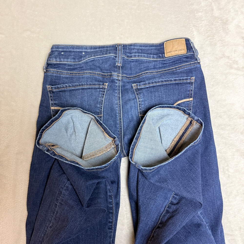 American Eagle Favorite Boyfriend Jeans Womens 4 Regular Blue Bootcut Stretch - Picture 7 of 15